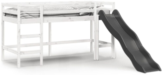 vidaXL Kinderhochbett ohne Matratze Weiß 90x200 cm Massivholz Kiefer 853432