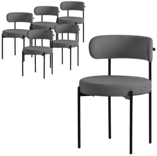 ML-DESIGN Polsterstuhl Esszimmerstühle Gruppe Küchenstuhl aus Teddystoff mit Metallbeinen (6 St), Clubstuhl 6er Set Wohnzimmerstuhl Grau moderne Design Lounge Stuhl