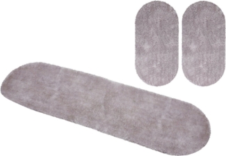 Bruno Banani Hochflor-Bettumrandung Dana Teppich, leichter Glanz, Höhe 30 mm, (3-tlg), unifarben, Mikrofaser, pflegeleicht, Bettvorleger, Schlafzimmer