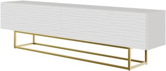 Selsey Wavio - TV-Lowboard Weiß mit goldenem Metallgestell, 175 cm