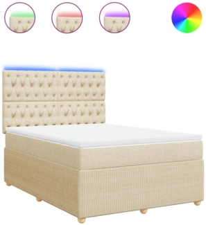 vidaXL Boxspringbett mit Matratze Creme 140x200 cm Stoff 3294391