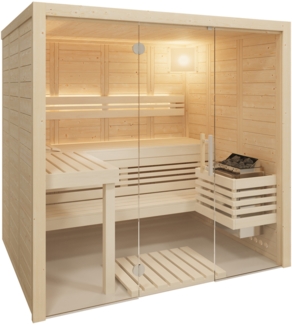 Infraworld Solido Glas Massivholzsauna aus nordischer Fichte 210 x 167 x 202 cm