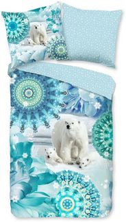 HIP Biber Bettwäsche 155 X 220 cm + 1 x 80 X 80 cm Seppo blau