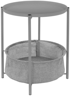 ML-DESIGN Beistelltisch Couchtisch aus Metall mit Stoffkorb als Stauraum & abnehmbarer Tablett, Sofatisch Wohnzimmertisch Nachttisch Tisch Couchtisch Grau