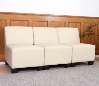 Modular 3-Sitzer Sofa Couch Lyon, Kunstleder ~ creme, ohne Armlehnen