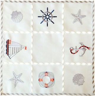 matches21 HOME & HOBBY Tischdecke Tischdeckchen NINA maritime Stickerei & Cutouts Polyester 40 x 40 cm (1-tlg), Pflegeleicht & waschbar bei 30 °C