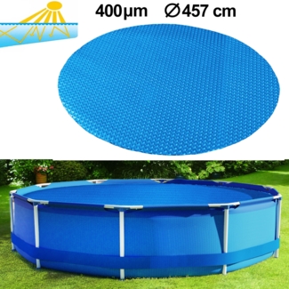 400µm Pool Solarplane Poolheizung Solarfolie Abdeckung Rund Blau Blau 457cm