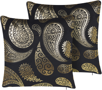 Kissen 2er Set Orientalisches Muster URSINIA Samtstoff 45 x 45 cm Gold