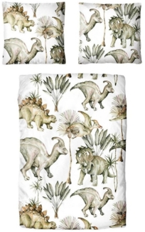 Traumschloss Bettwäsche TS Edition, Baumwolle, 2 teilig, Dinosaurier und Pflanzen