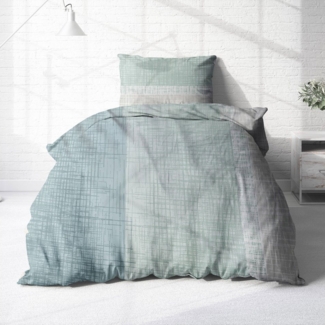 Träumschön Bettwäsche Premium Baumwolle 135x200 oder 155x220 cm, Calm Grün, Baumwolle, 2 teilig, mit Reißverschluss, luftig und leichte Sommerbettwäsche