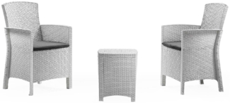 Dmora Loungeset für draußen Armin, Outdoor-Lounge mit Couchtisch, Terrassenset mit Kissen, Gartenkomposition mit Sofa und Sesseln, Made in Italy, Weiß