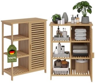 Bellamio Hochschrank Newa Badezimmerschrank aus Bambus, 6 Ablagen und 1 Tür
