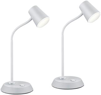 Flexible LED Schreibtischlampe 2er Set in Weiß matt dimmbar