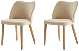 HULALA HOME Stuhl 2er Set Esszimmerstühle, Schminktischstuhl, bequemer Küchenstuh (2 St), mit Holzbeinen, Ergonomische Rückenlehne