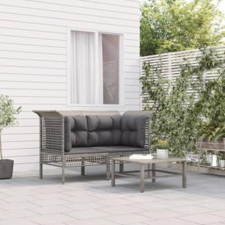 vidaXL Garten-Ecksofas mit Kissen 2 Stk. Grau Poly Rattan 319660
