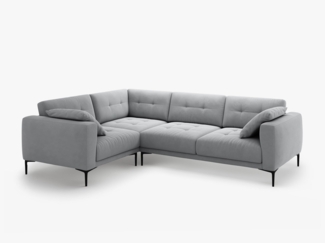 Micadoni Ecksofa Bemy 4-Sitzer Links Samt Grau