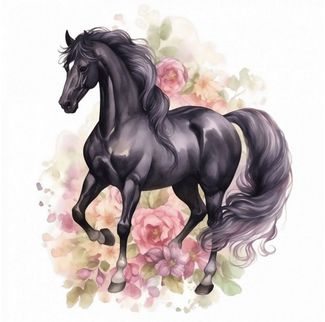 nikima Wandtattoo 245 Wandtattoo Pferd Rappe schwarz - Größe 500 x 500 mm (PVC-Folie), in 4 vers. Größen