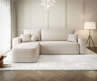 Ecksofa Schlafsofa Sofa AGEPO Stoff Curio Beige Ottomane Links
