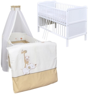Baby-Delux Komplettbett Babybett Jack Komplettset, 10-tlg, Kinderbett 70x140 cm weiß, Bettset verschiedene Designs
