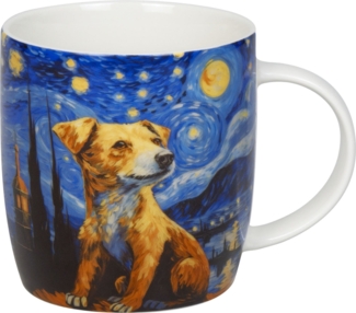 KÖNITZ 1172752919 Becher Arty Animals - Van Gogh's Dog 400 ml aus Bone China Porzellan / Hund