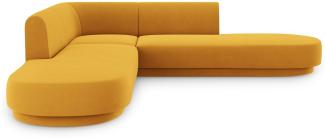 Micadoni 5-Sitzer Samtstoff Symmetrisches Ecksofa Miley | Bezug Yellow | Beinfarbe Black Plastic