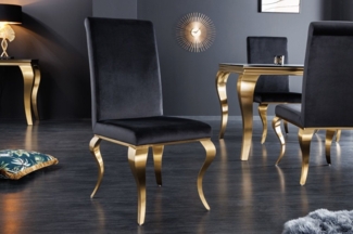 riess-ambiente Polsterstuhl MODERN BAROCK schwarz / gold (Einzelartikel, 1 St), Esszimmer · Samt · Edelstahl · Wohnzimmer