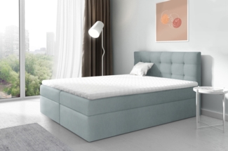 99rooms Ramiro Boxspringbett Velours MONOLITH Silber 160x200 cm