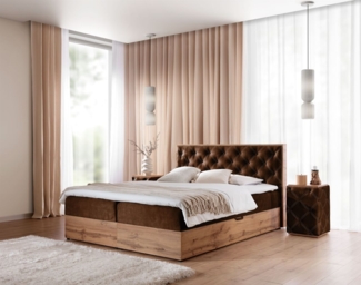 Boxspringbett Schlafzimmerbett MAXIMO 120x220cm in Stoff Torre Schokobraun