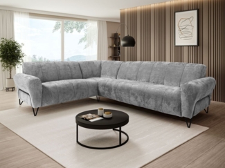 Beautysofa Ecksofa mit Metallbeine in schwarzer VOLARE L, mit höchstem Sitzkomfort, ohne Schlaffunktion