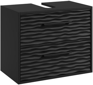 Badplaats Waschbeckenunterschrank Etna 60x35 cm Schwarz Matt - Hängender Badezimmerschrank mit 2 Schubladen und Montagematerial
