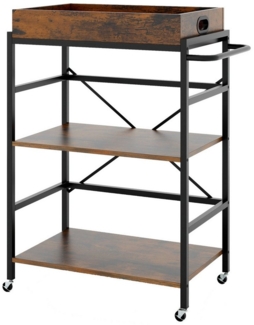 COSTWAY Servierwagen, 3 stufig, mit abnehmbarem Tablett & Griff, bis 110 kg