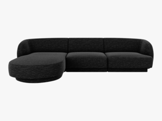Micadoni Ecksofa Miley 4-Sitzer Links Chenille Haga Schwarz