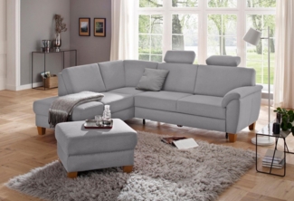 Home affaire Ecksofa Alta L-Form, mit Federkern und Kontrastnaht, Füße Buche eichefarben