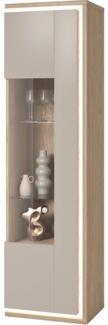 Lomadox Vitrine DRACHTEN-83 Vitrinenschrank Eiche kaschmir Modern 201cm hoch
