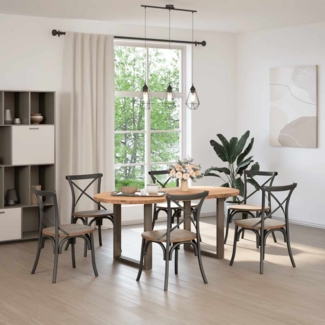 vidaXL Esstisch Hellbraun 180x90x74 cm Massivholz Eiche Oval 3305459