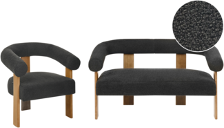 Sofa Set ILBRO Bouclé Schwarz Dunkelbraun