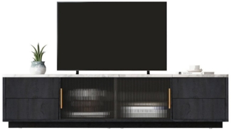 Refined Living Lowboard TV-Schrank TV-Board Multimedia-Schrank marmorierte Tischplatte (160*40*44.5cm Fernsehtisch Fernseher-Ständer mit Marmoroptik Hochwertige Materialien, 1 St, reichlich Stauraum Mit vier Schubladen und Schwebetüren aus Glas), mit P...