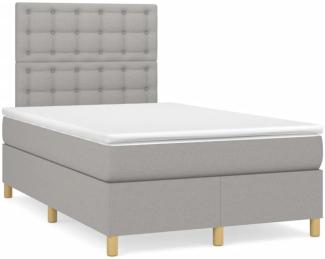 vidaXL Boxspringbett mit Matratze & LED Hellgrau 120x190 cm Stoff 3270274