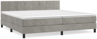 vidaXL Boxspringbett mit Matratze Hellgrau 200x200 cm Samt, Härtegrad: H2 [3141323]