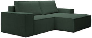 Selsey 'Farese Mini' Ecksofa mit Cordbezug, Schlaffunktion und Stauraum, Dunkelgrün, rechts
