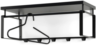 Wandgarderobe REX 3 Schwarz, Garderobe mit 5 Haken und Hutablage
