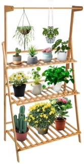JEOBEST Blumenständer Pflanzentreppe Pflanzenständer Blumentreppe Klappbar, aus Bambus, Höhe 141cm, Hängepflanzenständer