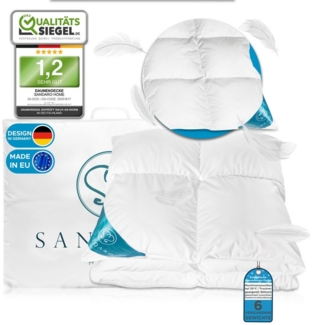Sandaro Home Daunenbettdecke Bettdecke Daunendecke Gänsedaunen Decke 100% Naturprodukt, Füllung: 70% Daunen/ 30% Federn, hoher Außensteg, Qualitätssiegel „Sehr gut“