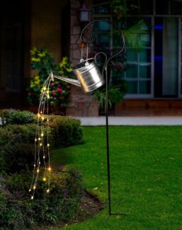 BONETTI LED Solarleuchte Deko Solar LED Gießkanne aus Metall mit LED-Licht, Ein-/Ausschalter, Einschaltautomatik, solarbetrieben, LED, warm-weiß, Einschaltautomatik