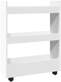 vidaXL Schmaler Aufbewahrungswagen 3 Etagen Weiß Holzwerkstoff 855250