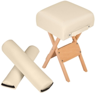 tectake Hocker Sitzhocker mit 2 Lagerungsrollen, aus Holz und Kunstleder