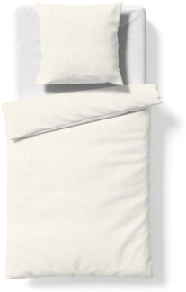 Fleuresse Musselin Bettwäsche 155x220 Faro elfenbein uni Crinkle-Optik 614446-1109