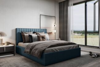 Polsterbett Doppelbett ELIOS in Stoff Brooklyn Blau 120x200cm