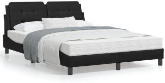 vidaXL Bett mit Matratze Schwarz 140x190 cm Kunstleder 3208859