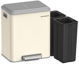 Songmics Mülleimer, Küche, Mülltrennsystem 2x15 L, 2 Fächer für Recycling und Restmüll